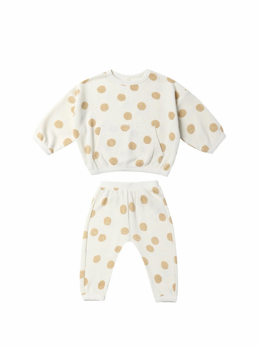 Quincy Mae Butter Dots Waffle Sweater + Pant Set Size 2 -3T